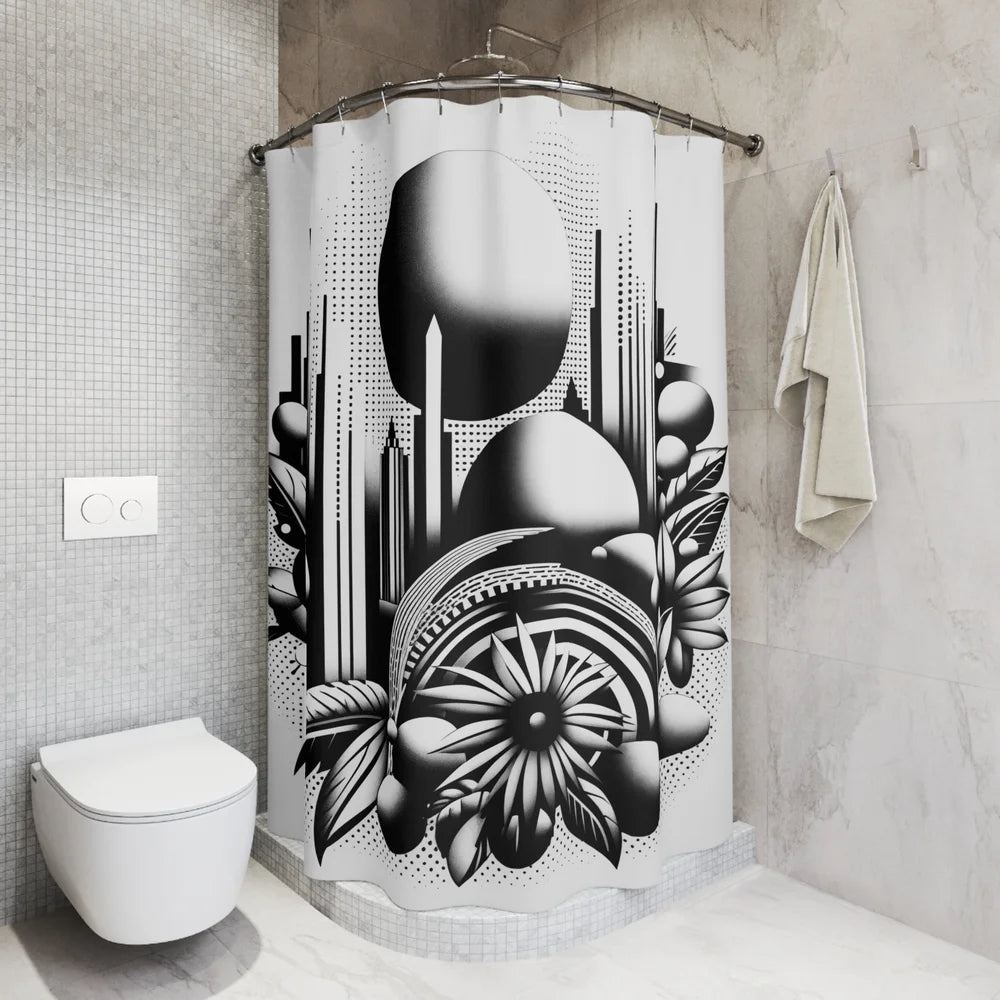 Cosmic Garden Shower Curtain – A Celestial Dreamscape