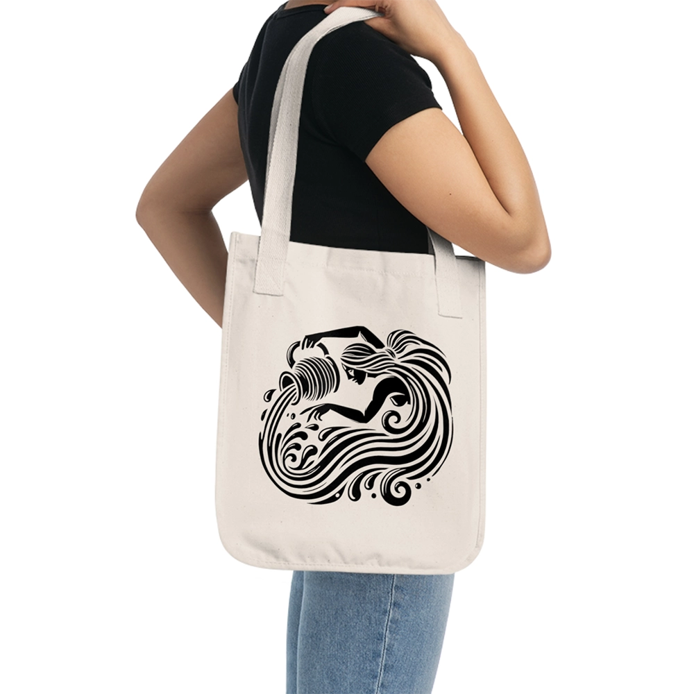 Aquarius Organic Canvas Tote Bag – Cosmic Flow Collection