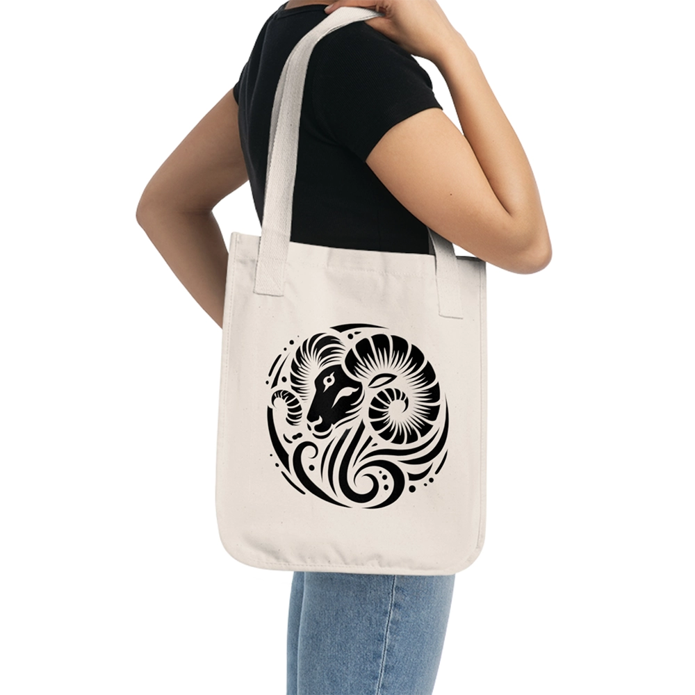 Aries Organic Canvas Tote Bag – Cosmic Flow Collection