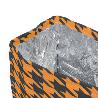 Gold & Charcoal Houndstooth Insulated Lunch Bag
