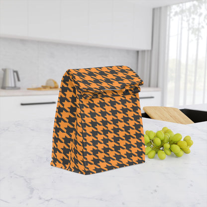 Gold & Charcoal Houndstooth Insulated Lunch Bag