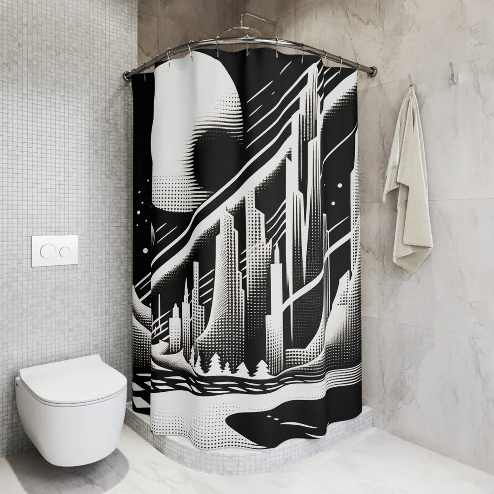 Dark: Galactic Skyline Shower Curtain