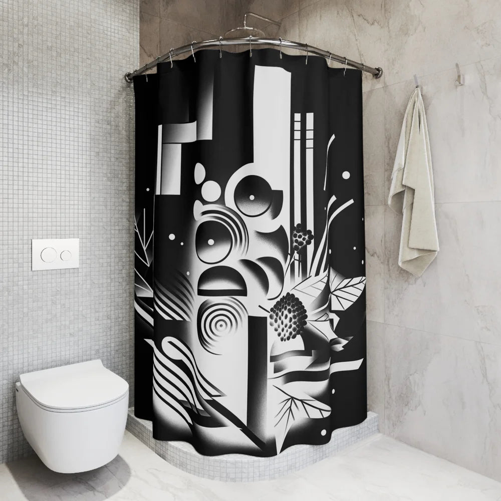 Dark: Geometric Grove Shower Curtain