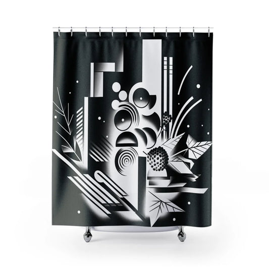 Dark: Geometric Grove Shower Curtain