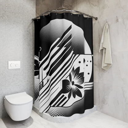 Dark: Linear Horizon Shower Curtain