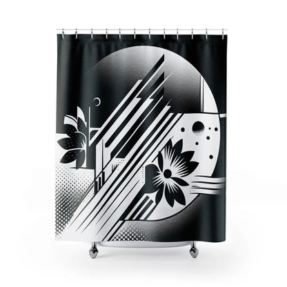 Dark: Linear Horizon Shower Curtain