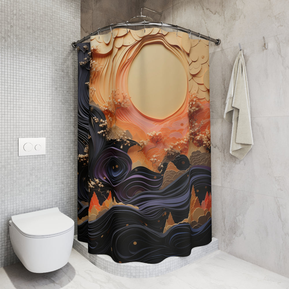 Lunar Waves Shower Curtains