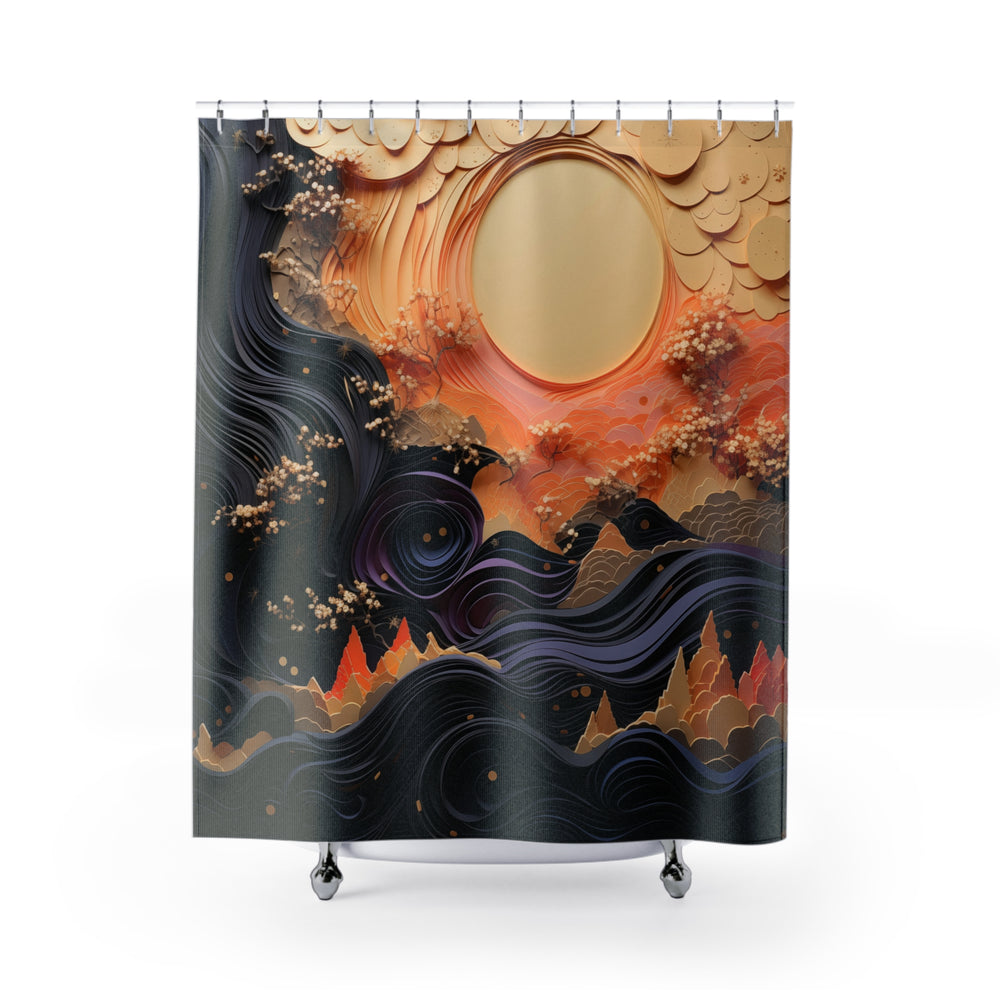 Lunar Waves Shower Curtains