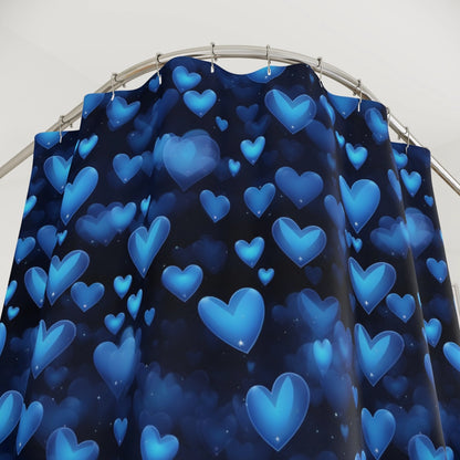 Midnight Hearts Shower Curtain