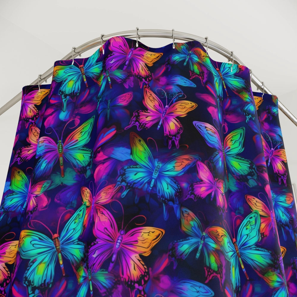 Neon Butterflies Shower Curtain