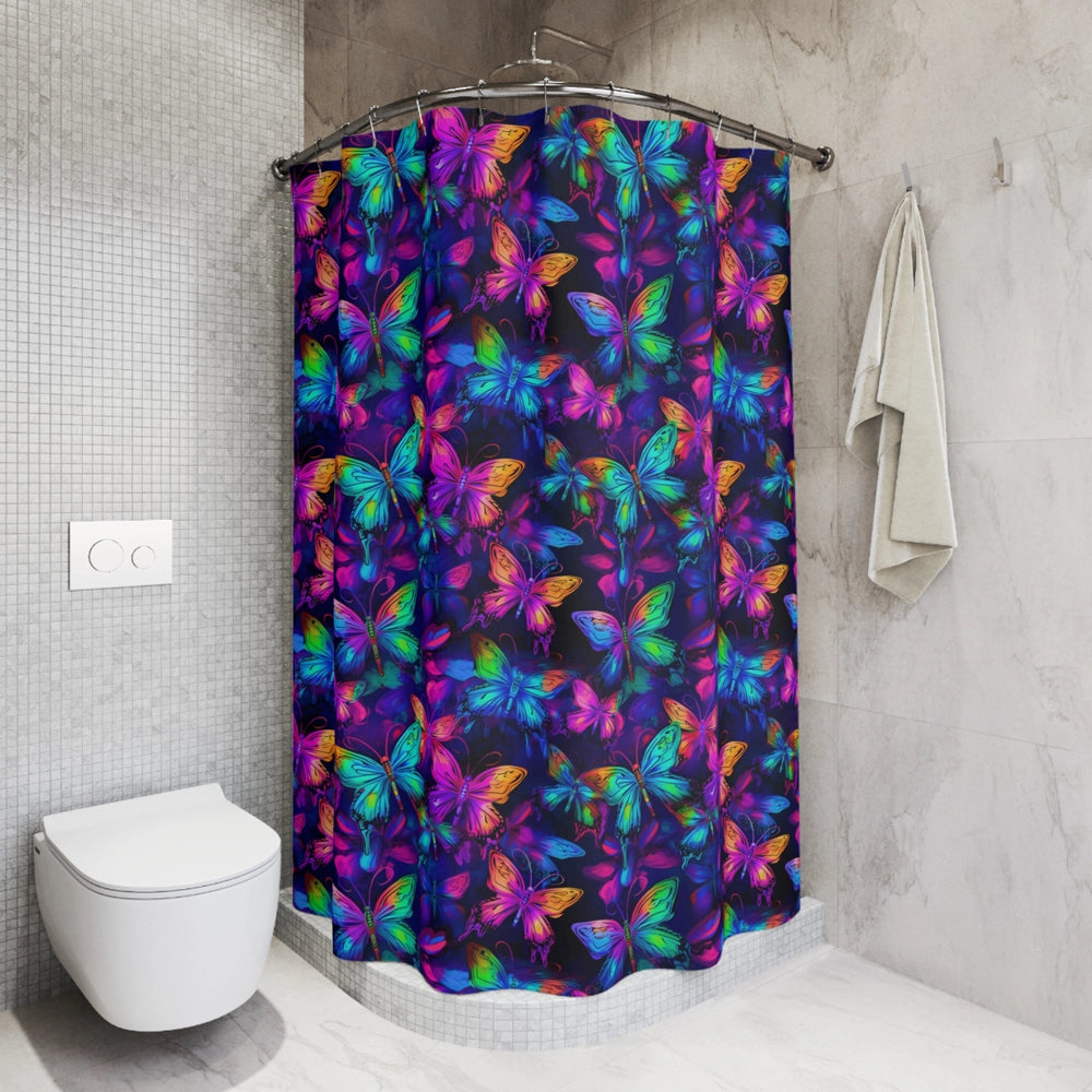 Neon Butterflies Shower Curtain