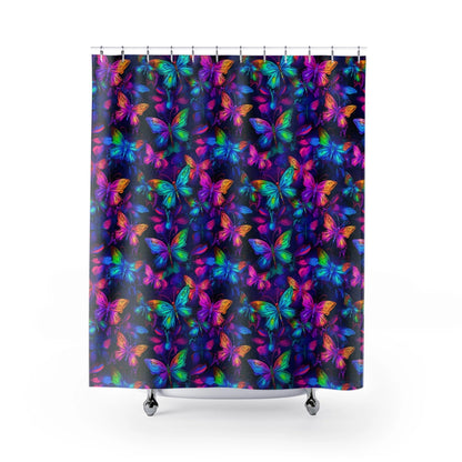 Neon Butterflies Shower Curtain