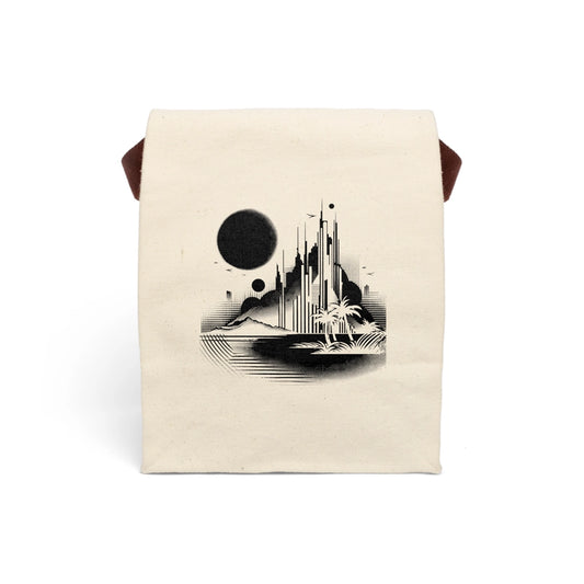 Paradise Noir Canvas Lunch Bag With Strap