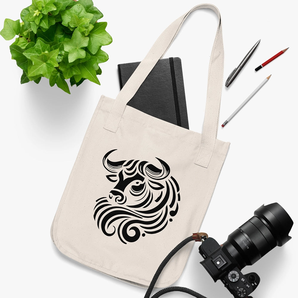 Taurus Organic Canvas Tote Bag – Cosmic Flow Collection