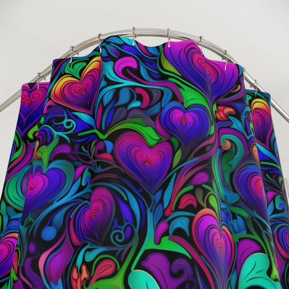 Trippy Hearts Shower Curtain