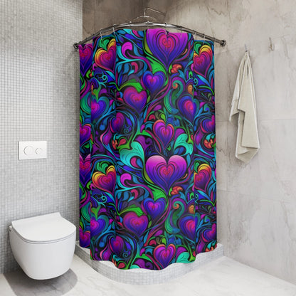 Trippy Hearts Shower Curtain