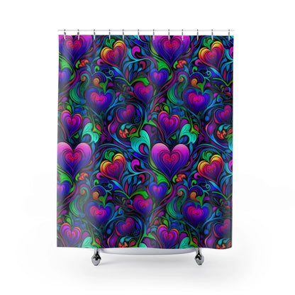 Trippy Hearts Shower Curtain