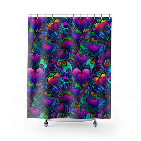 Trippy Hearts Shower Curtain